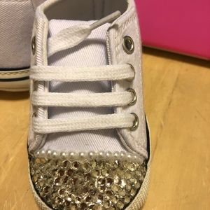 White Bedazzled Crib Shoes